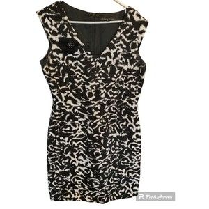 Antonio Melanie Size 12 Black White Sleeveless Dress Stretchy